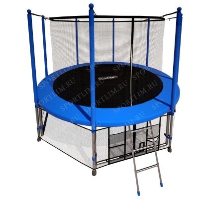 Батут i-JUMP 12ft 3,66м с нижней сетью и лестницей (blue)